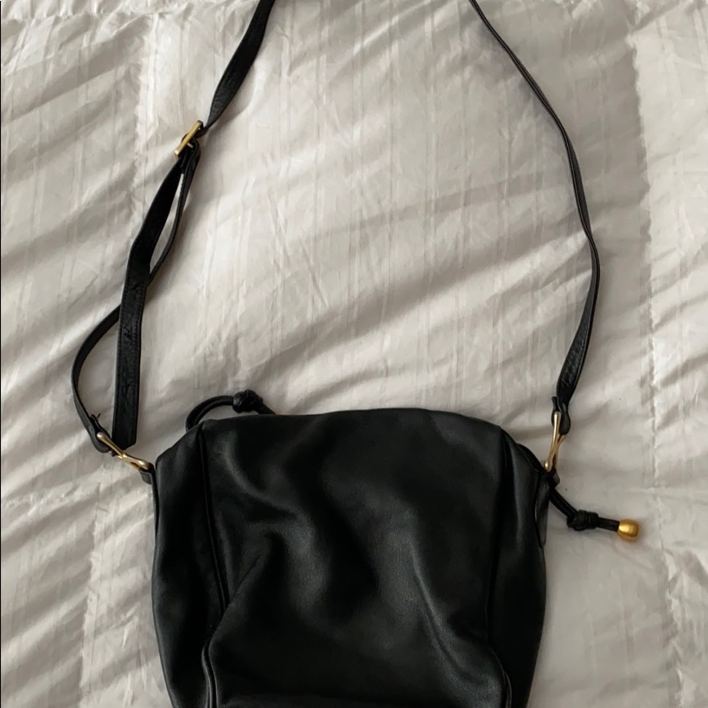 Kenar black faux leather shoulder/crossbody bag